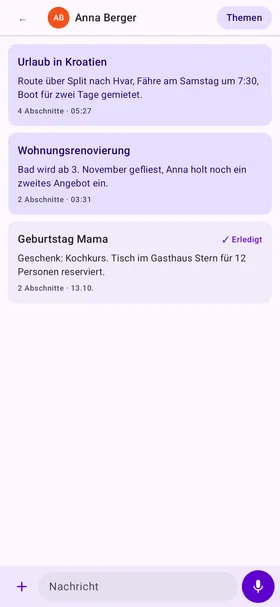 Themen eines Chats