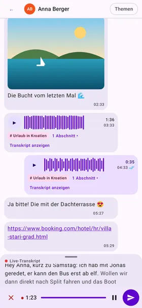 Aufnahme mit Live-Transkript
